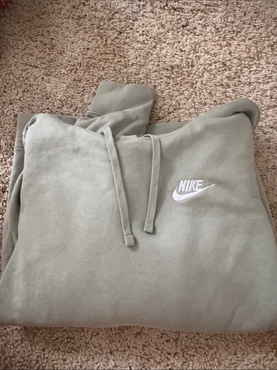 Nike Tops - Nike Sage Green Pullover Hoodie with White Swoosh